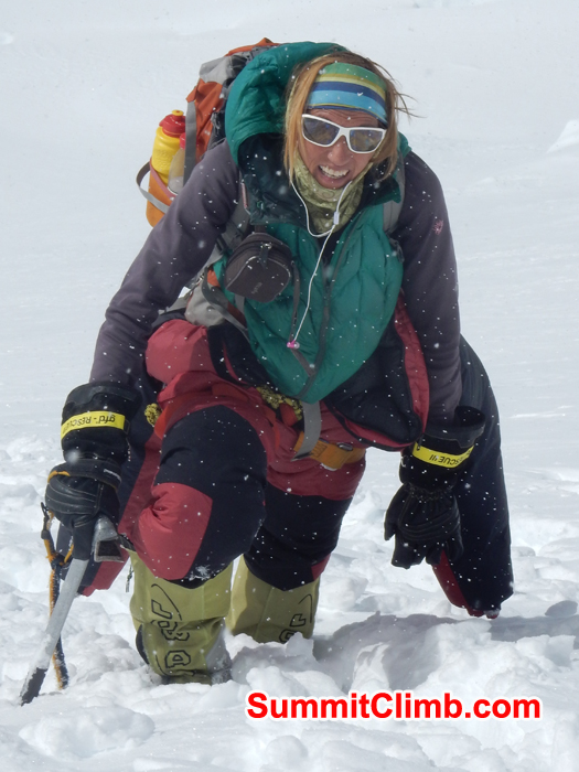Climber from other team climbing to high camp. Photo Erik